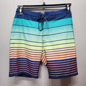 Old Navy California Swim Trunks‎ Size 28 Gradient Striped Multicolor Beach C311